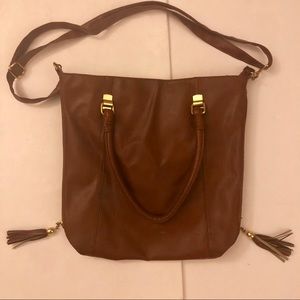 Faux Leather Brown Crossbody Shoulder Bag